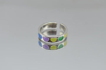 Adjustable Multi Colour  heart Ring